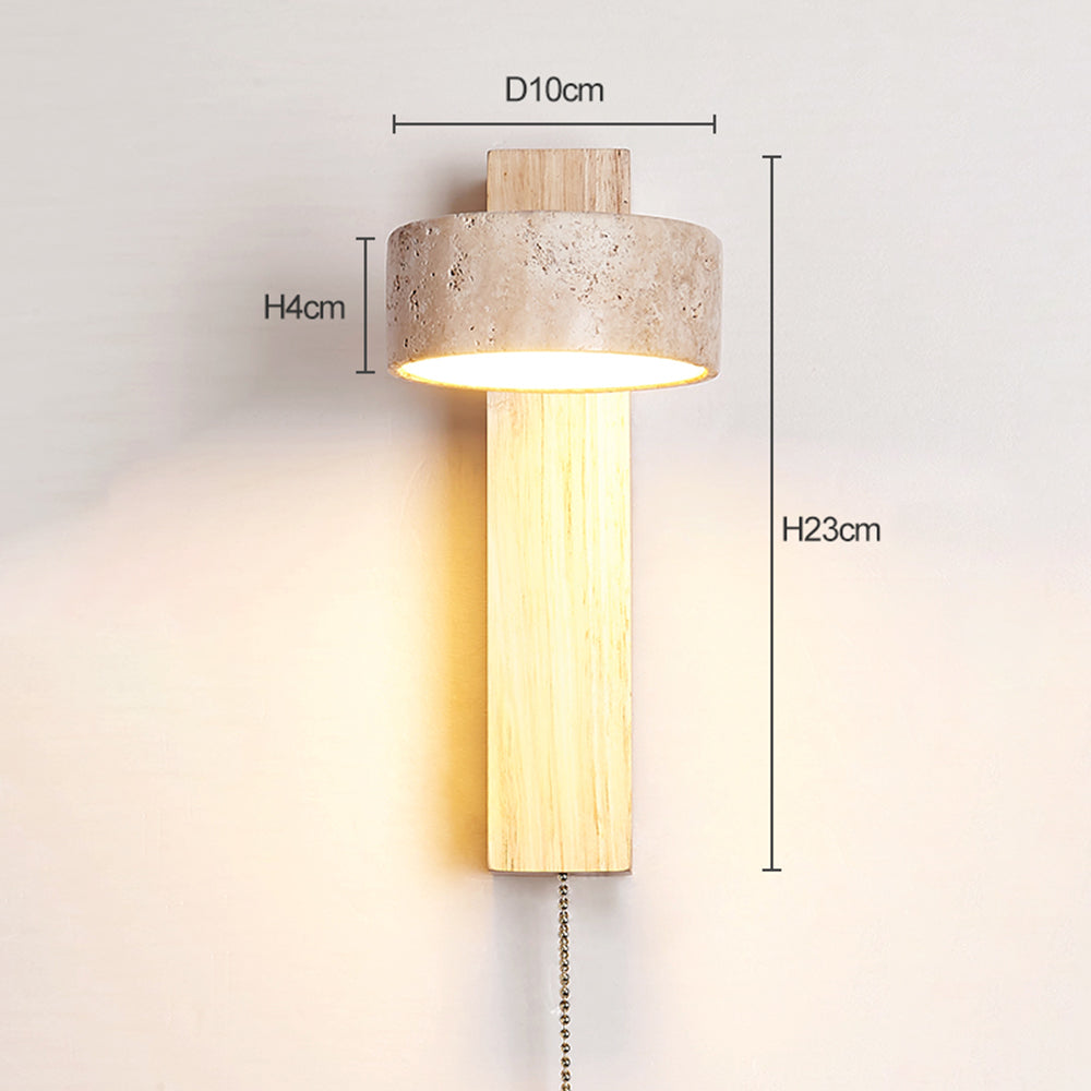 Kinkiet z Trawertynu i Drewna | Nowoczesne Oświetlenie Ścienne LED
