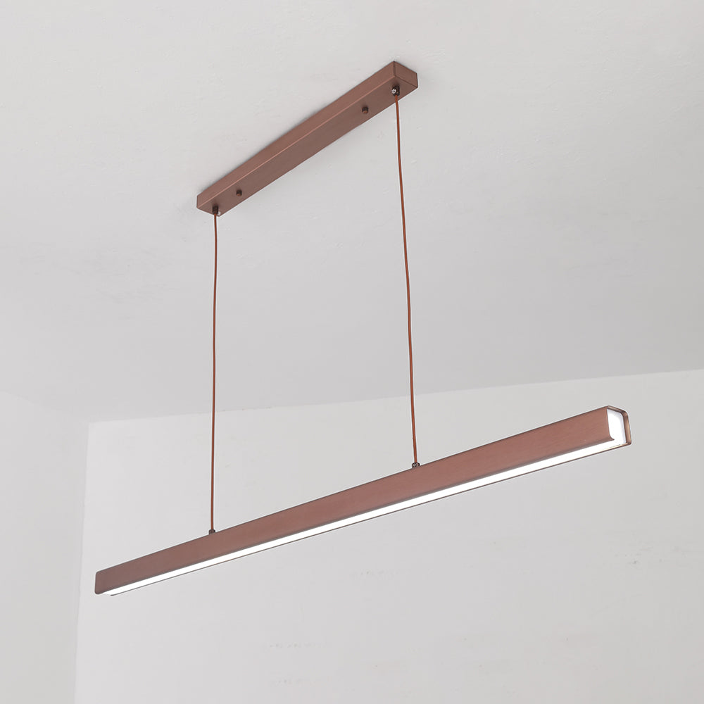 Nowoczesna Lampa Wisząca LED – Linearna, Metalowa, Czarna, Brązowa