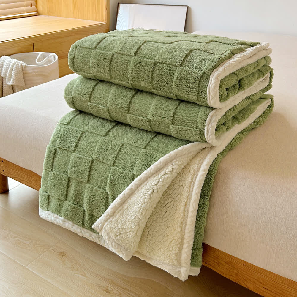 Miękki koc sherpa z fakturą szachownicy