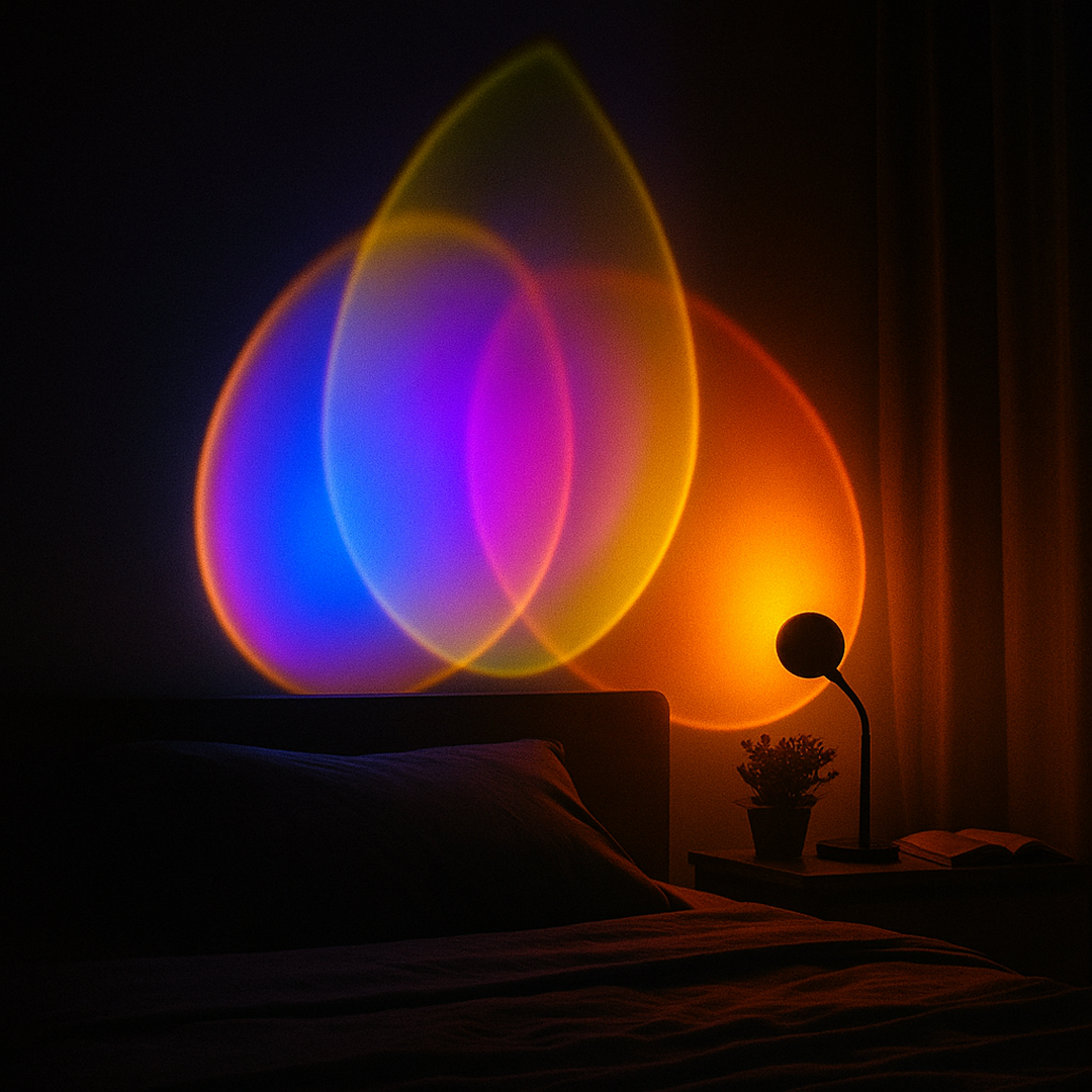 Lampa Stołowa Golden Glow – LED Zachód Słońca z 16 Kolorami i Pilotem