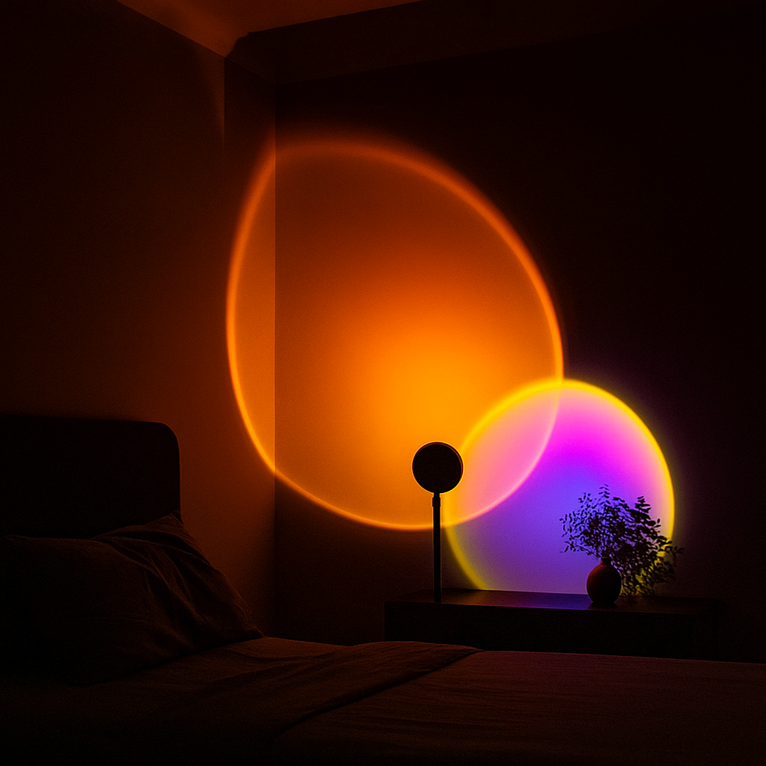 Lampa Stołowa Golden Glow – LED Zachód Słońca z 16 Kolorami i Pilotem