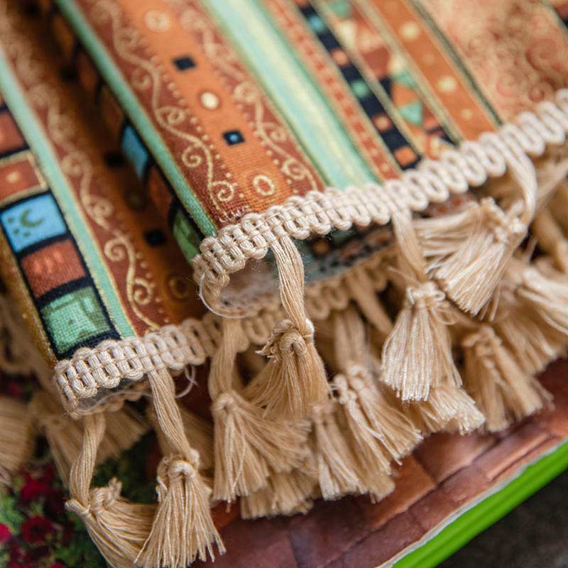 Kolorowa zasłona z frędzlami w stylu boho | Lekko przyciemniająca