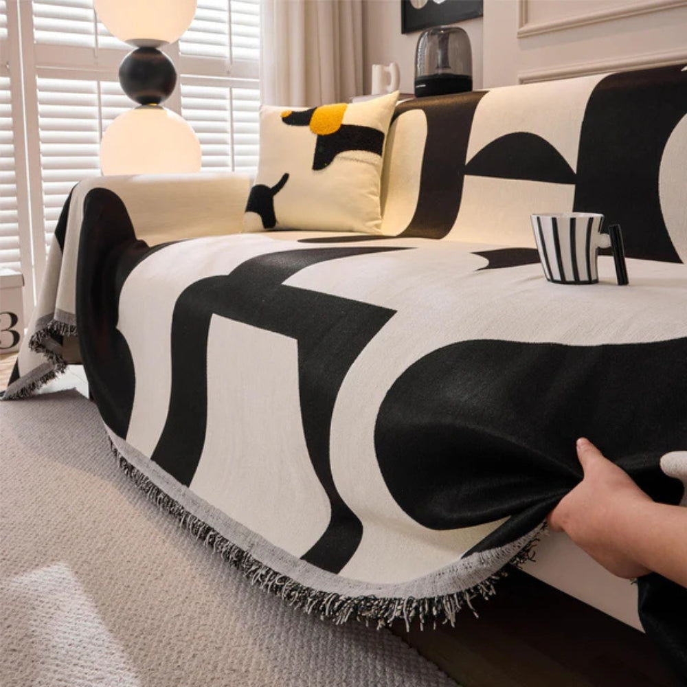 Luksusowa narzuta z miękkiego weluru chenille – elegancki pokrowiec na sofę