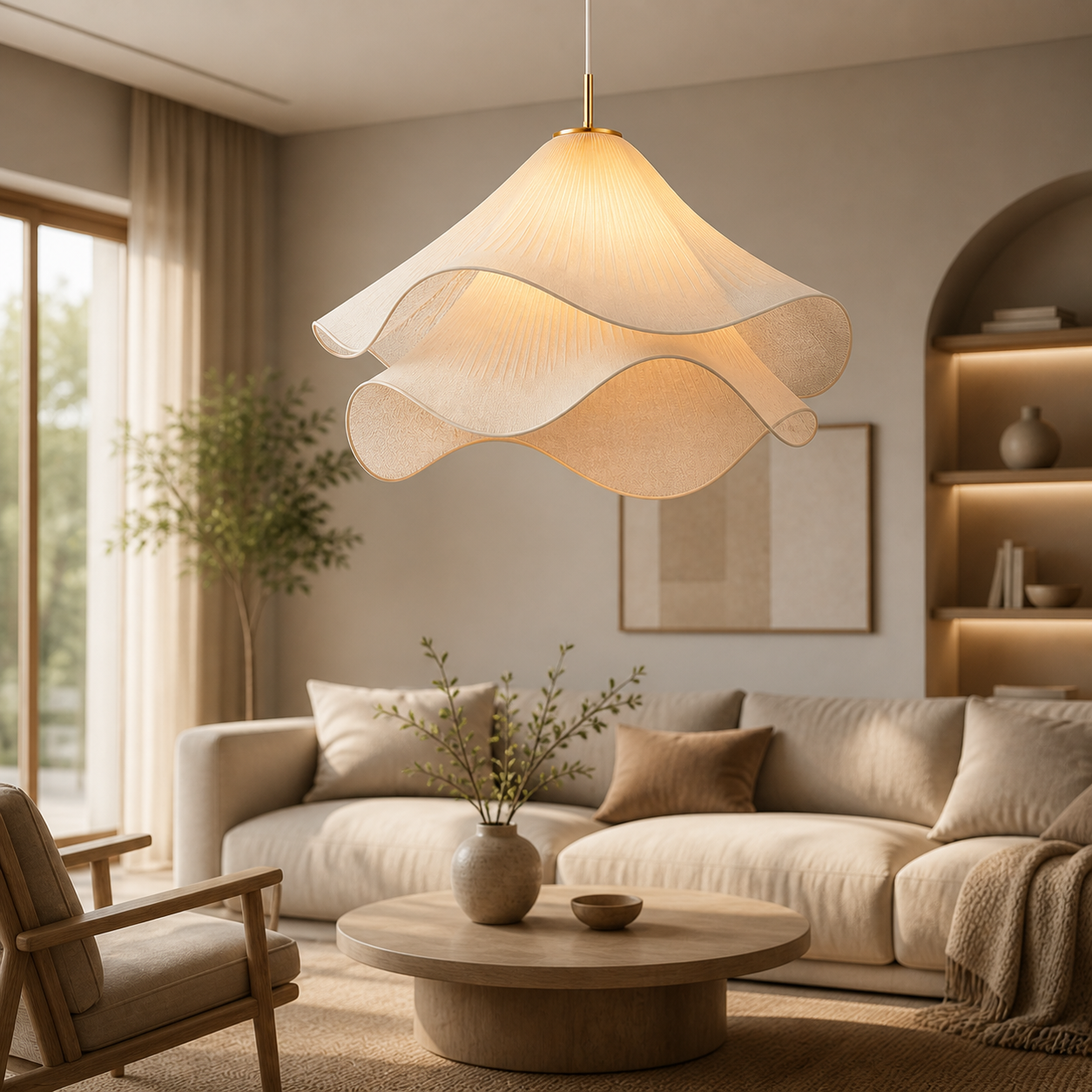 Lampa wisząca w stylu Japońskim z regulacją długości przewodu