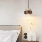 Lampa Wisząca z Trawertynu i Drewna | Nowoczesny Minimalizm