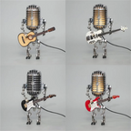 Lampa Robot Mikrofon z Gitarą - Designerska Lampa Stołowa LED z Regulacją Jasności