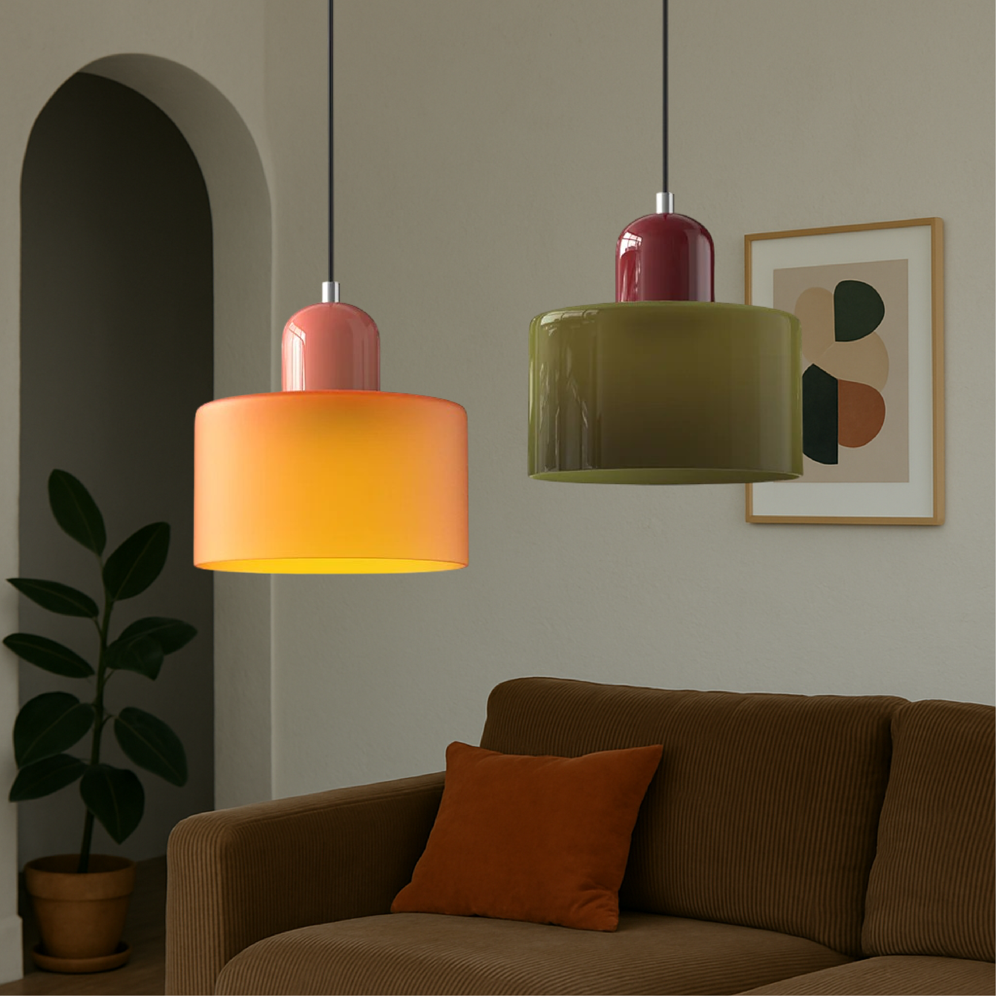 Lampa wisząca szklana z regulowanym przewodem do jadalni i kuchni