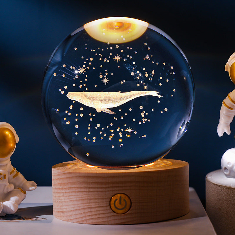 Świecąca kula księżycowa z efektem galaktyki – dekoracyjna lampa LED 3D