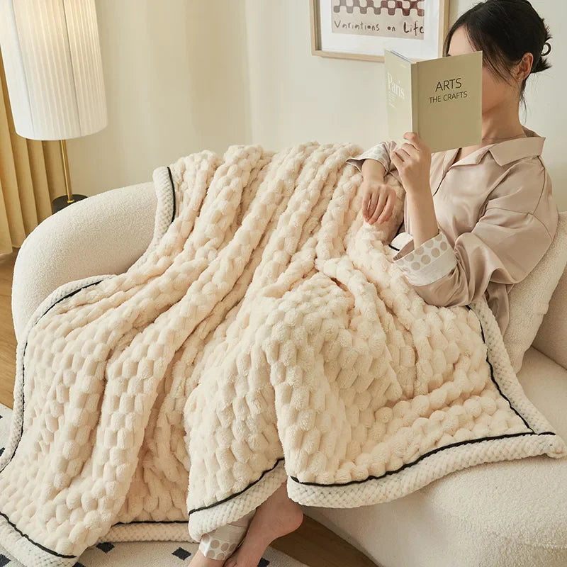 Miękki koc z pluszu flanelowego – ultra delikatny pled na łóżko i sofę