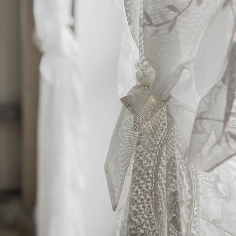 Przezroczyste zasłony z falbanami i ażurowym wykończeniem - Eleganckie Firany Premium