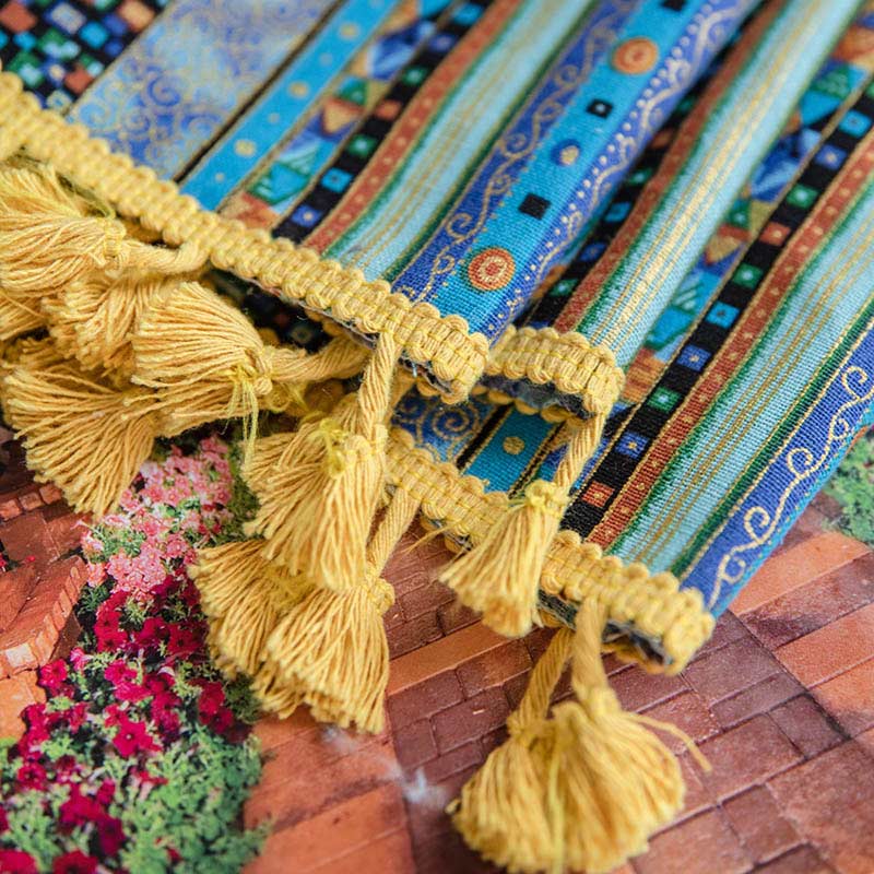 Kolorowa zasłona z frędzlami w stylu boho | Lekko przyciemniająca