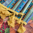 Kolorowa zasłona z frędzlami w stylu boho | Lekko przyciemniająca